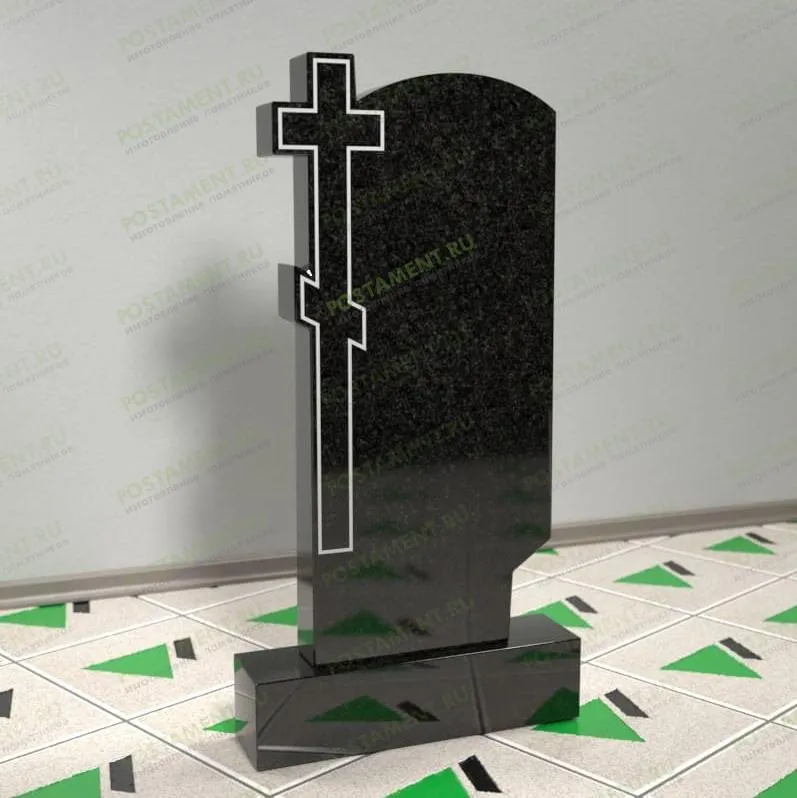 Православное надгробие с крестом сбоку