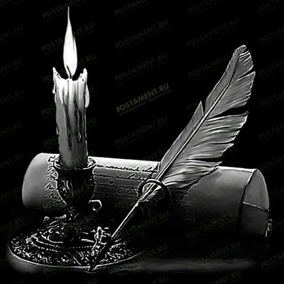 Свеча с пером и бумагой на памятник 92026