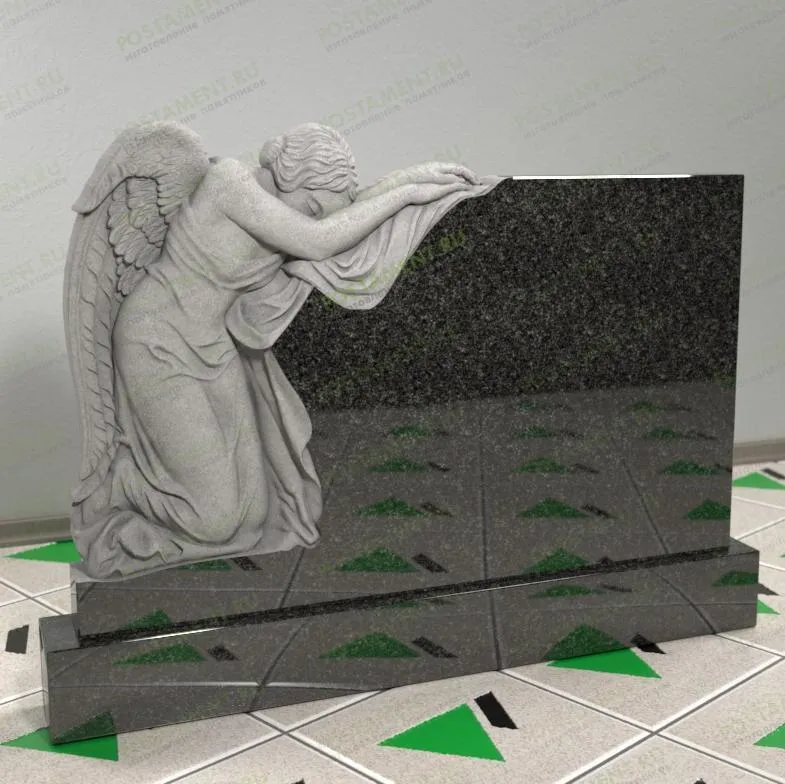 Памятник со скорбящим ангелом двойной