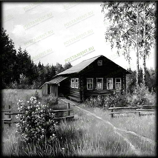 Пейзаж для гравировки домик 99013