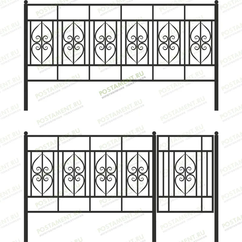 Высокое ограждение на могилу 33017