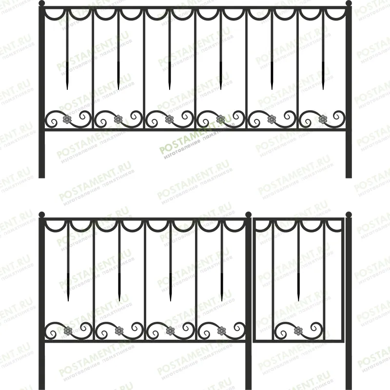 Высокое ограждение сварное на могилу 33024