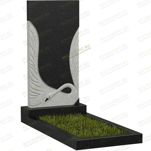 Памятник с лебедем резной на могилу
