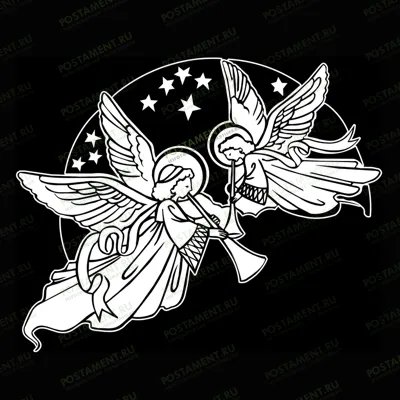 Трубящие ангелы для гравировки на памятник