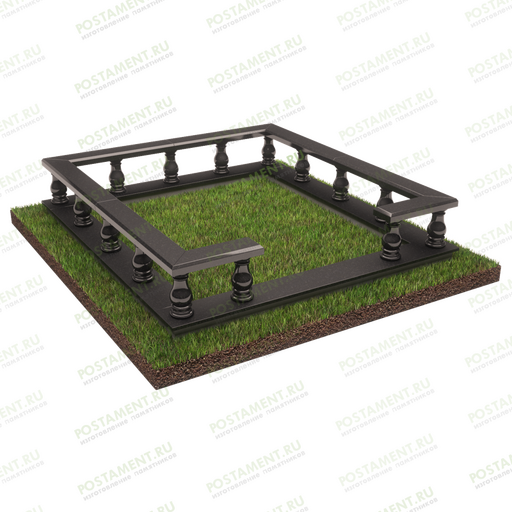 Цоколь на кладбище с балясинами и перилами 22151