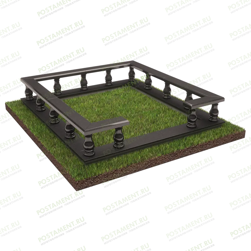 Цоколь на кладбище с балясинами и перилами 22151