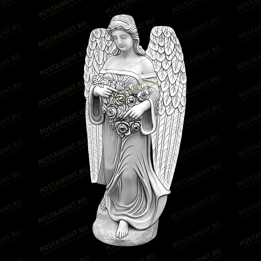 Ангел с цветами на памятник гравировка