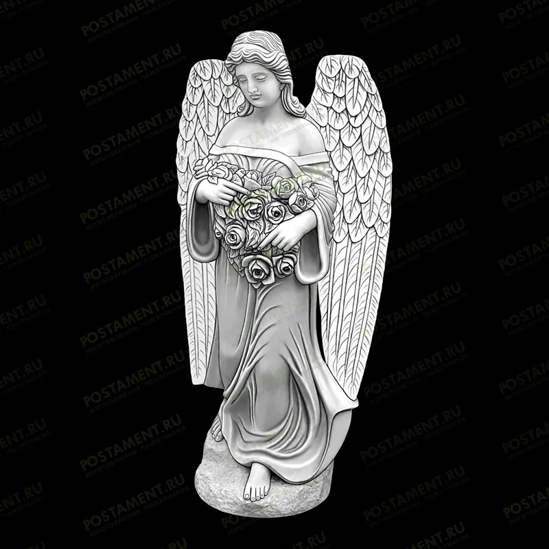 Ангел с цветами на памятник гравировка