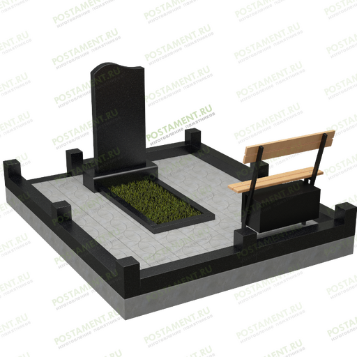 Комплекс гранитный с памятником, цоколем и лавкой 18800