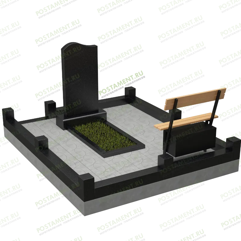 Комплекс гранитный с памятником, цоколем и лавкой 18800