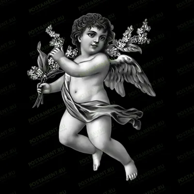 Гравировка ангелка парящего на памятник