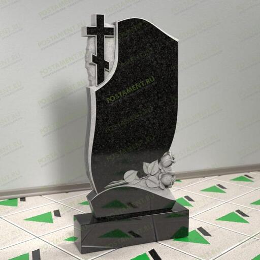 Памятник с розами и крестом 12513