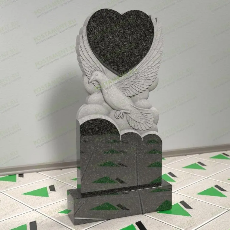 Памятник с голубем и сердцем