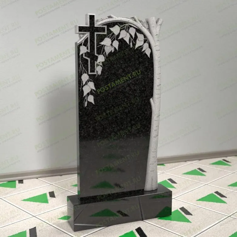Березка с крестом на могилу из гранита