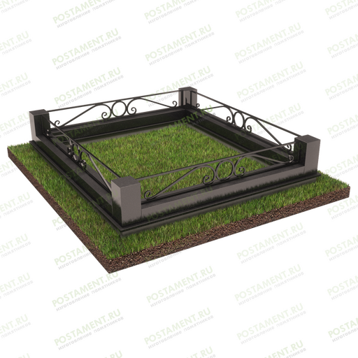Цоколь на могилу с оградкой 22107