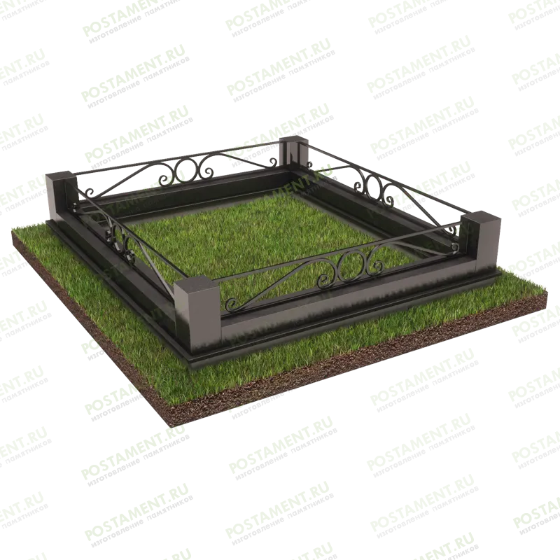 Цоколь на могилу с оградкой 22107