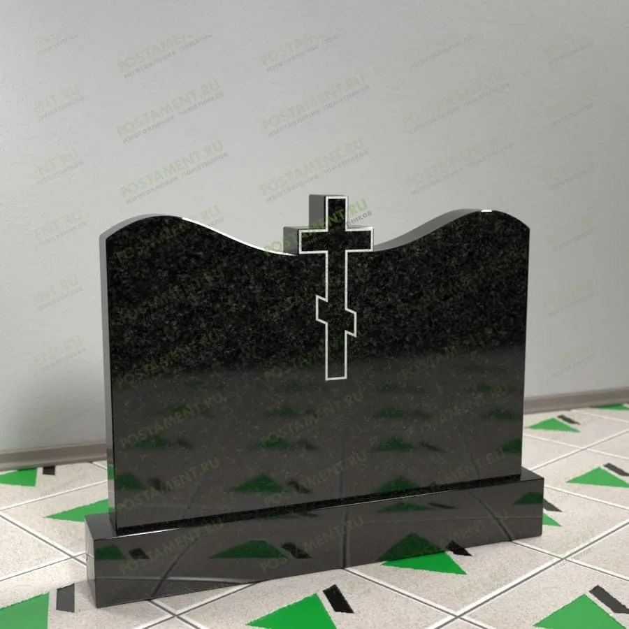 Горизонтальный памятник с крестом наверху 15401