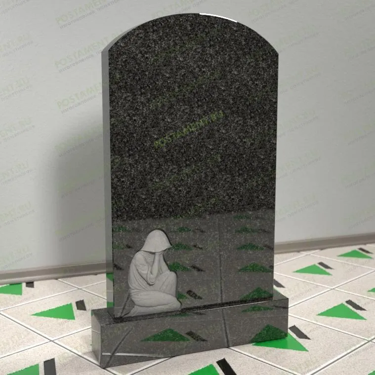 Памятник барельефом скорбящая на могилу