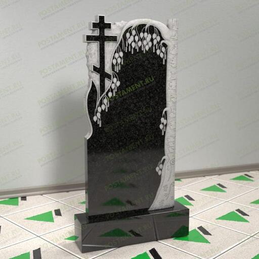 Памятник с березой и крестом на могилу 12134