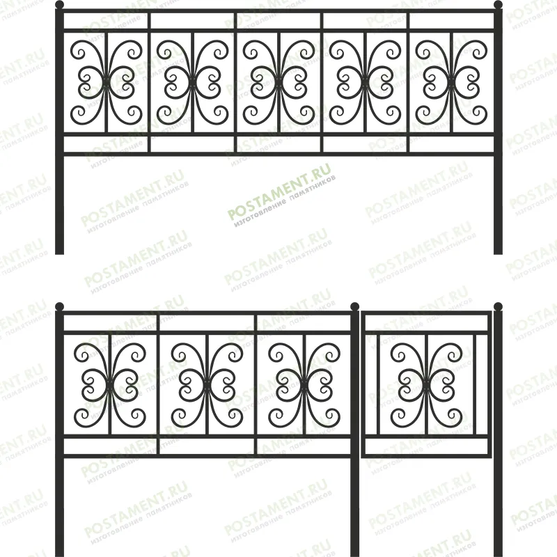 Высокая ограда металлическая 33006