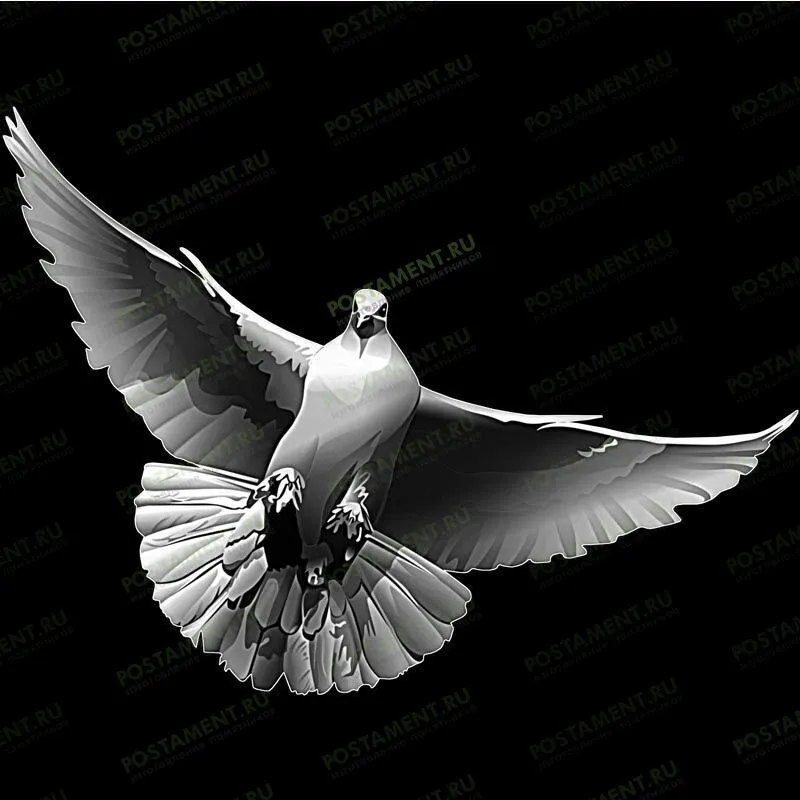 Парящий голубь гравировка на гранитном памятнике 91114