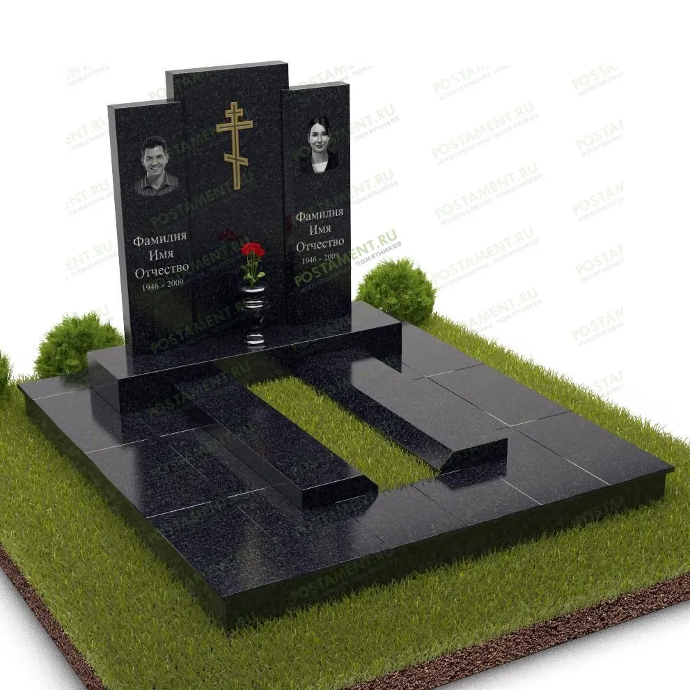Семейный гранитный комплекс из трех стел 18843