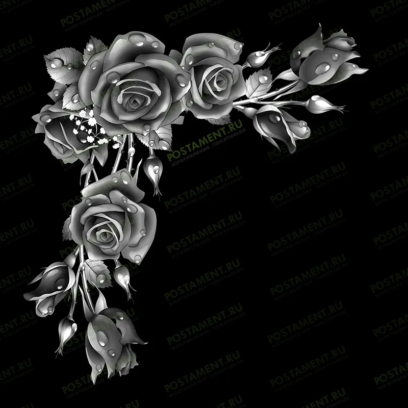розы виньетка для гравировки 96058