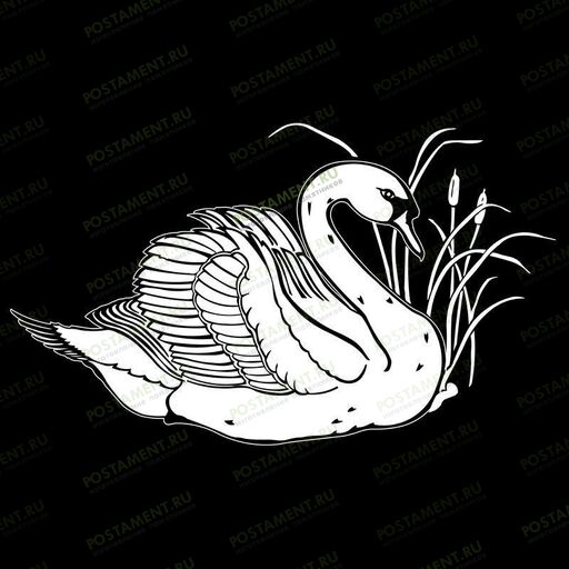 Гравировка лебедя на памятнике 91104