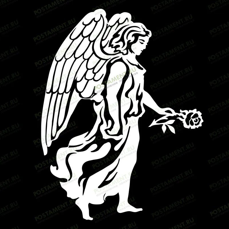 ангел с розочкой на памятнике картинка