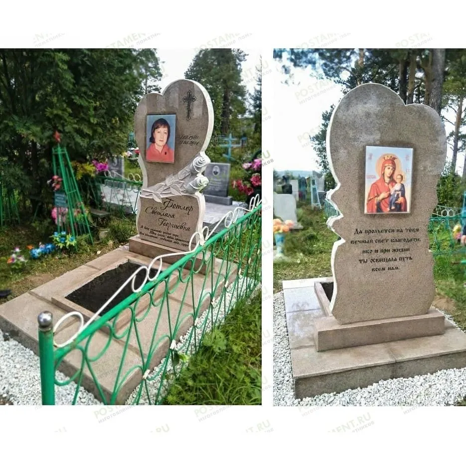 Памятник из Головыринского гранита с розами