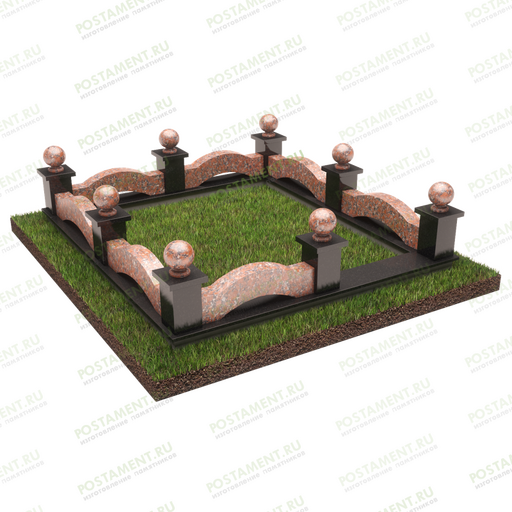 Цоколь на могилу с красным гранитом 22145