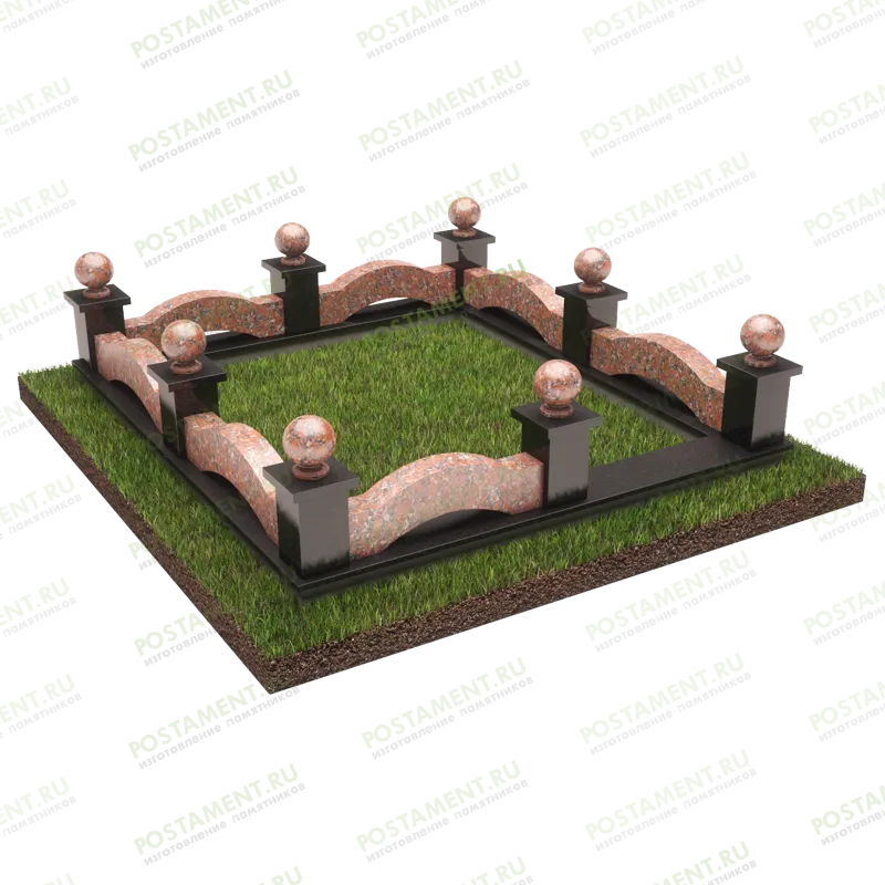 Цоколь на могилу с красным гранитом 22145