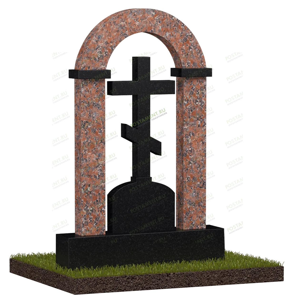 Каменный крест с аркой на могилу