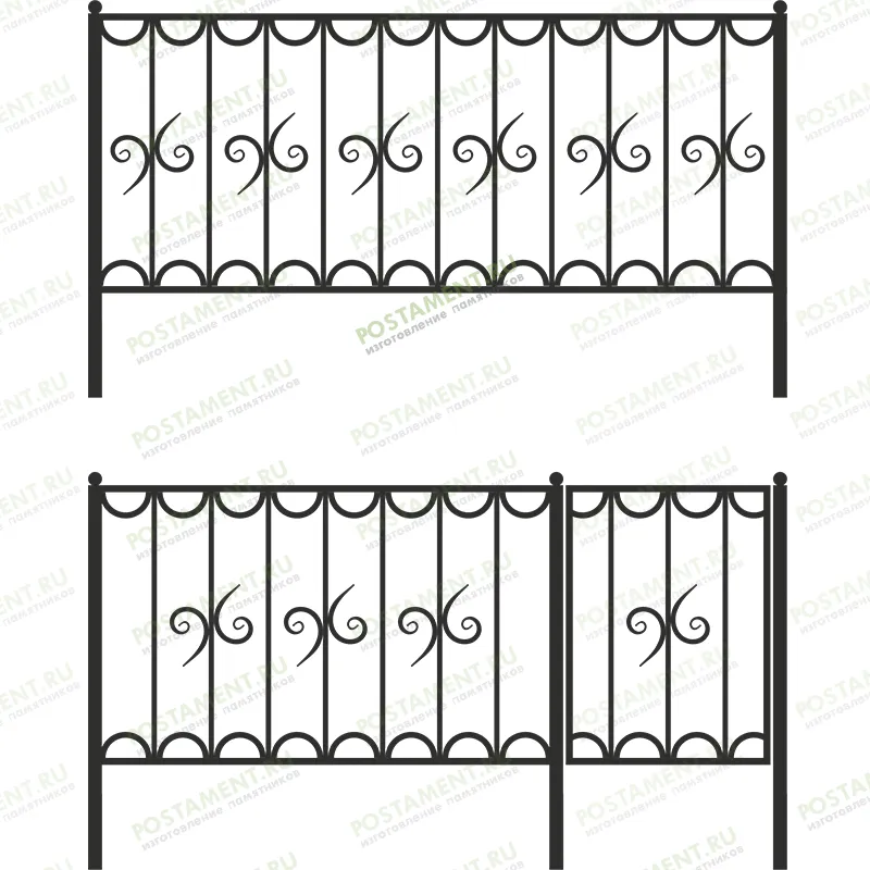 Высокая ограда на кладбище 33002