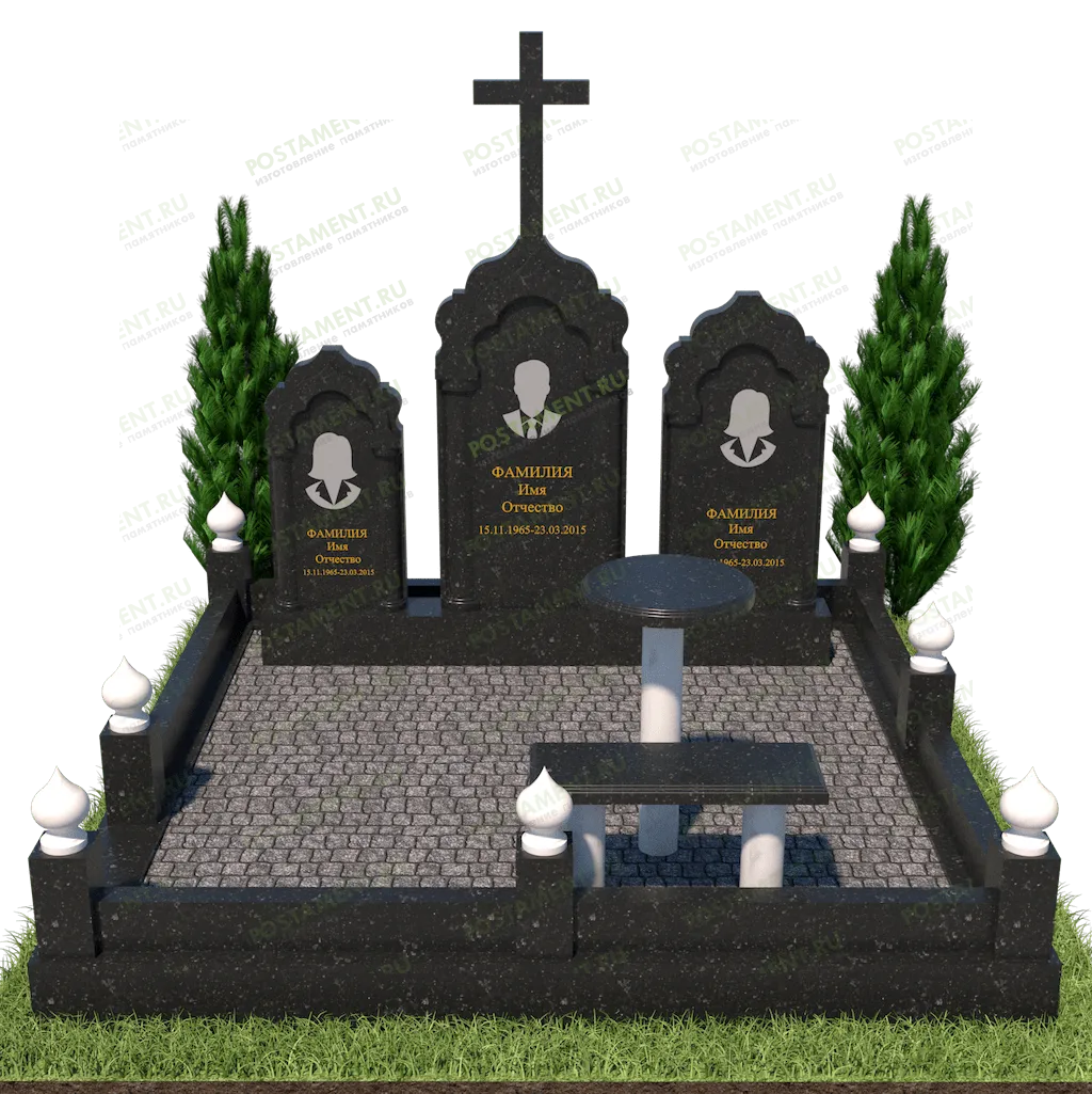 Семейный комплекс на могилу с голгофами