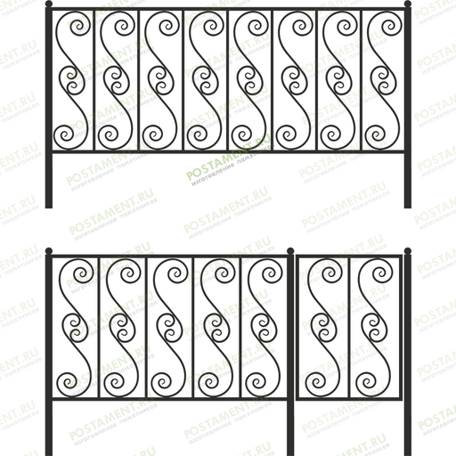Высокая ограда надгробная 33003