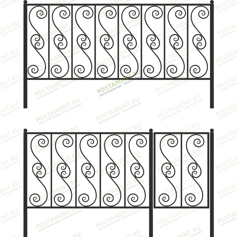 Высокая ограда надгробная 33003