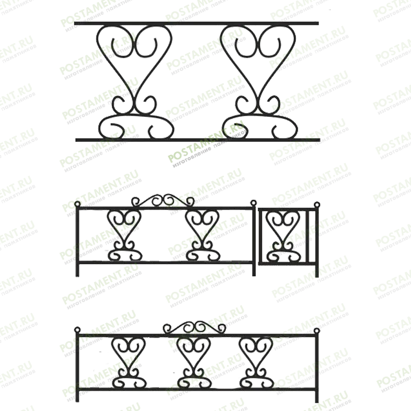 Ограда сварная на могилу 30001