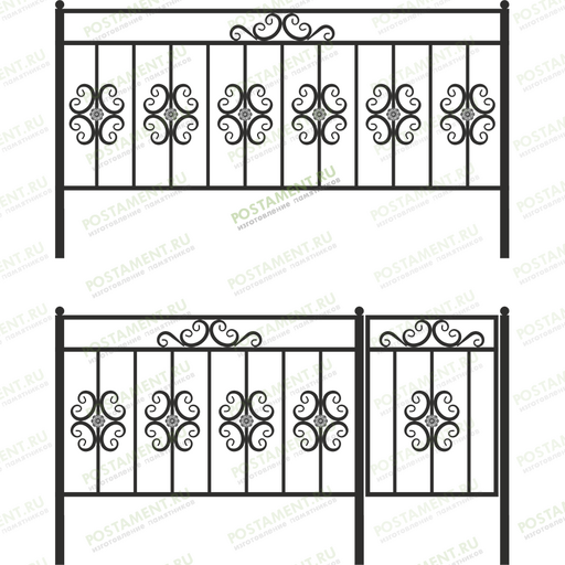 Высокая металлическая ограда на могилу 33010