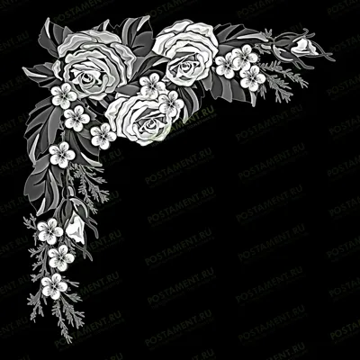 Виньетка с розами для оформления памятника
