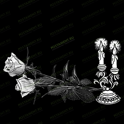 нижнее оформление на памятник  свечи с розами гравировка 92036