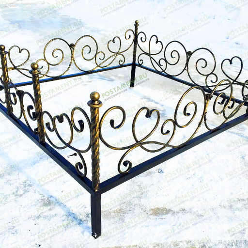 Кованая ограда на могилу с розой 34030