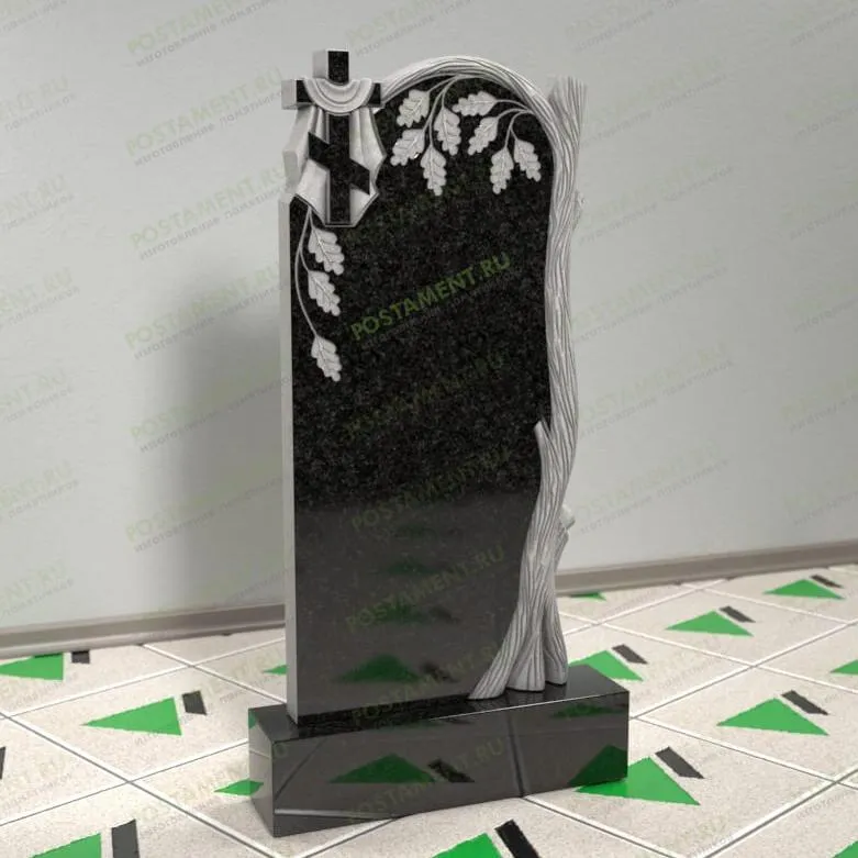 Памятник-дуб с крестом на могилу из гранита