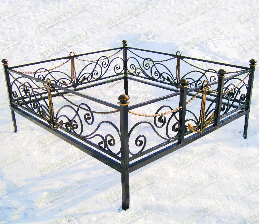 Кованая ограда с якорем для моряков 34033