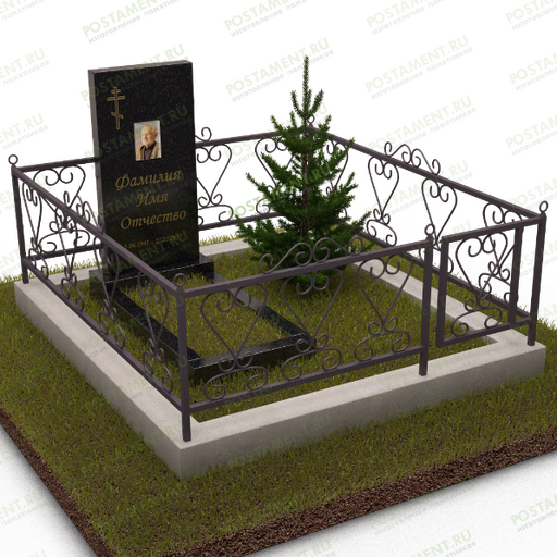 Мемориальный комплекс с бетонным цоколем и оградой 18807