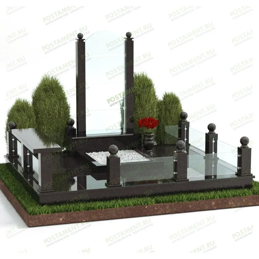 Комплекс со стеклянным цоколем на могилу 18924