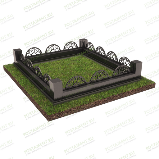Цоколь на могилу с ограждением 22108