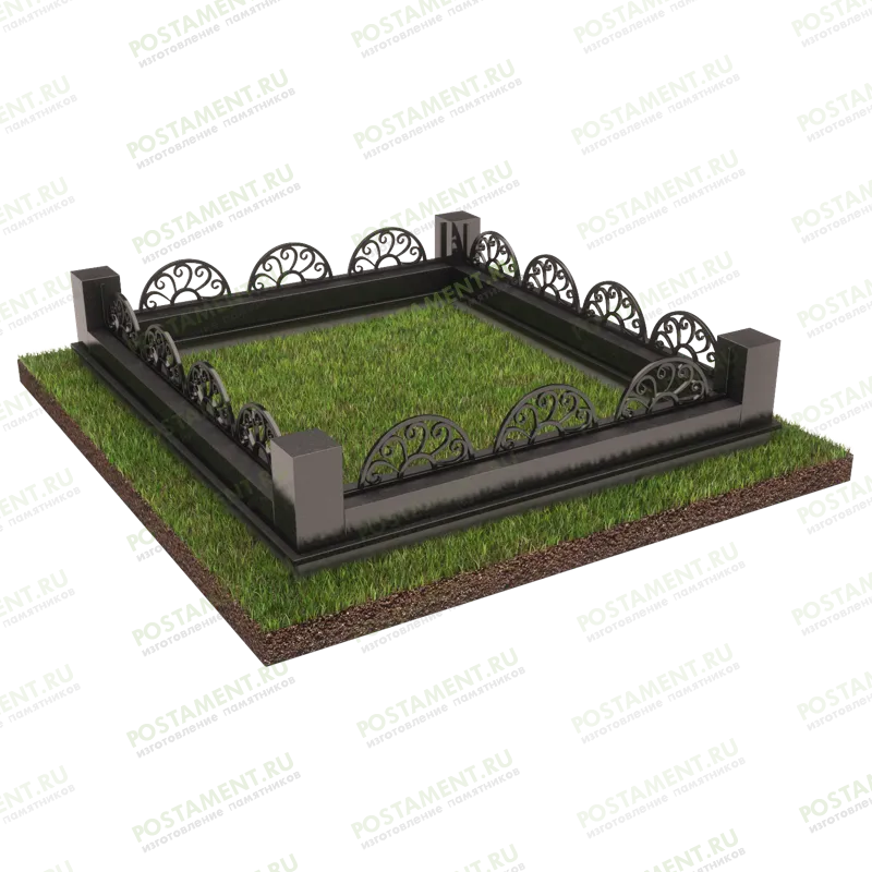 Цоколь на могилу с ограждением 22108
