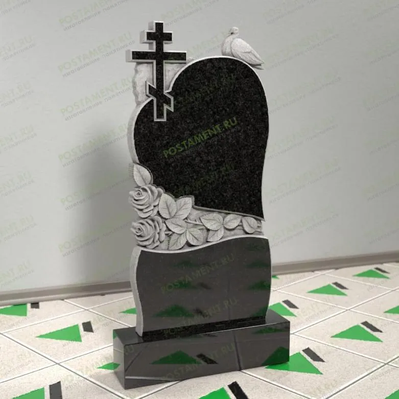 Памятник с сердцем и голубем 12677