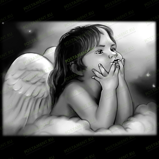 Ангел на облаке на памятник рисунок